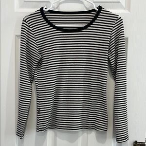 Black and White Striped Women's Top